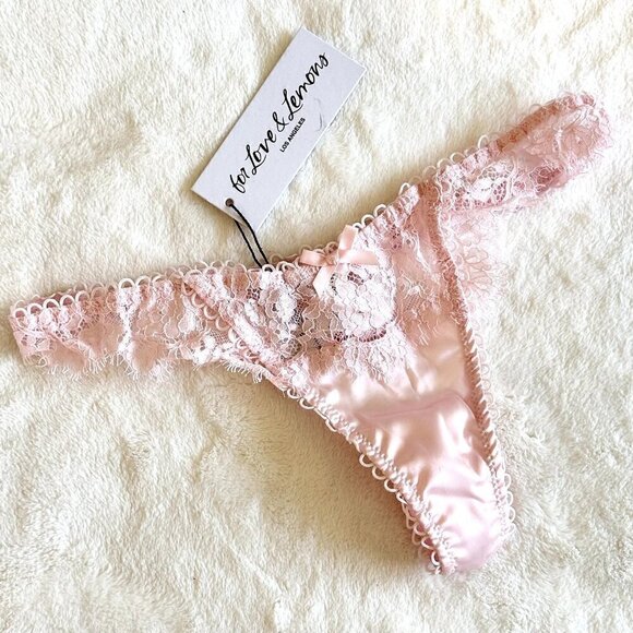 NWT For Love & Lemons Pink Faye Thong Panty - XXS - Picture 2 of 6
